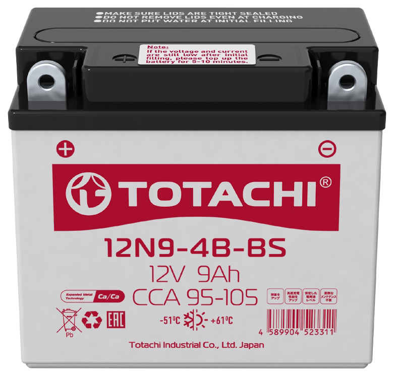 Аккумулятор TOTACHI MOTO 12N9-4B-BS 9 а/ч R