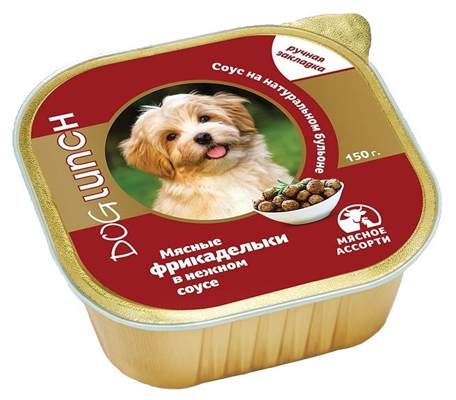 фото Консервы для собак dog lunch, фрикадельки в нежном соусе, говядина, 10шт, 150г