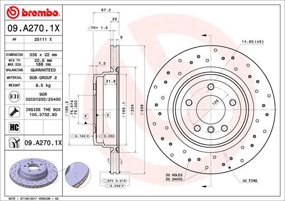 фото Тормозной диск brembo 09.a270.1x