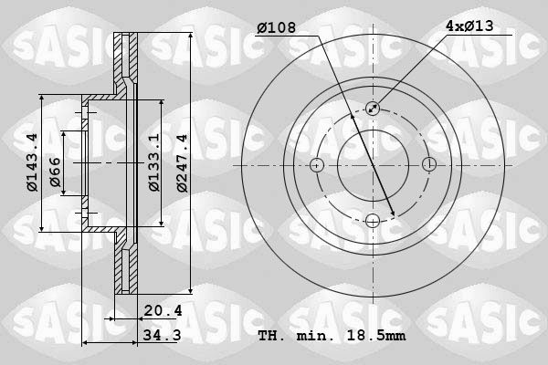 Тормозной диск SASIC 2464A74J