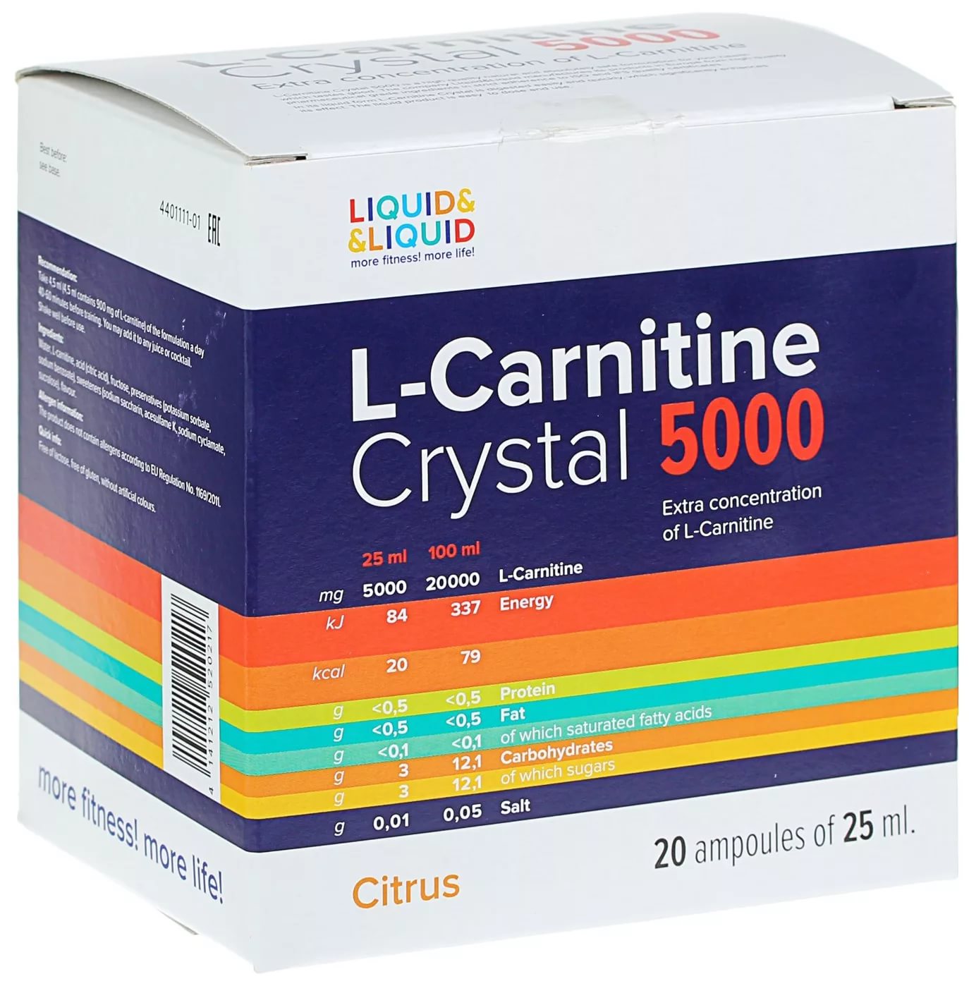 

Liquid&Liquid L-Carnitine Crystal 5000, 20 ампул по 25 мл, Citrus, L-Carnitine Crystal 5000