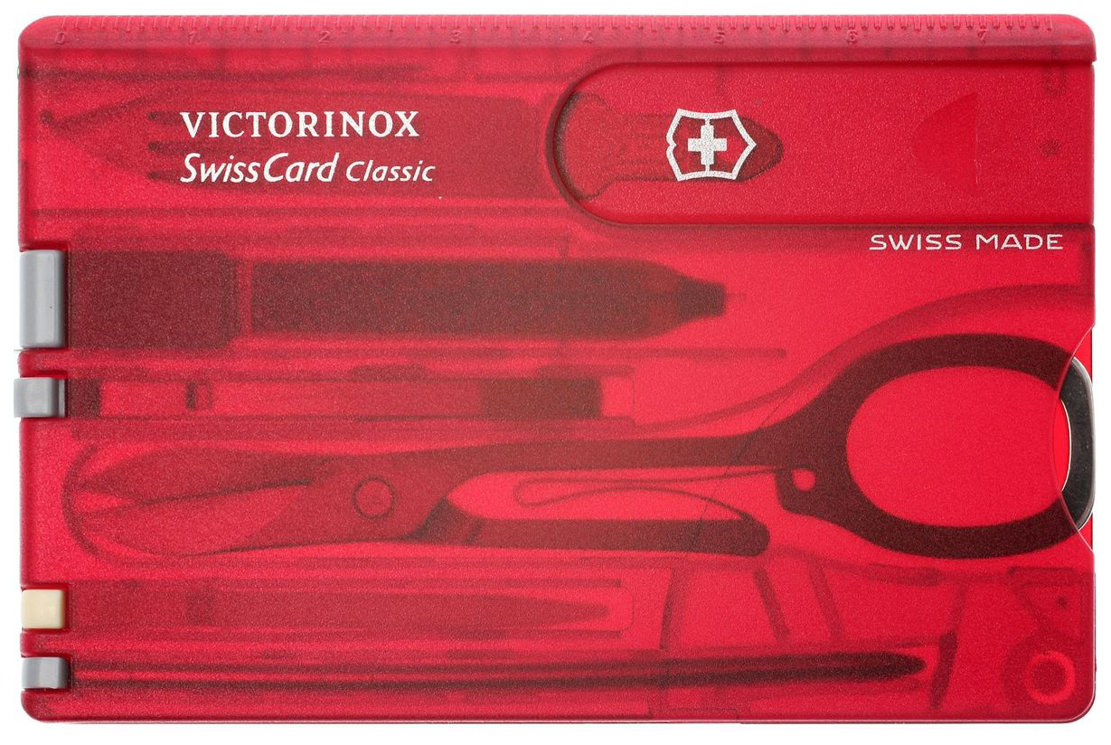 Мультитул Victorinox SwissCard Classic, красный, 9 опций