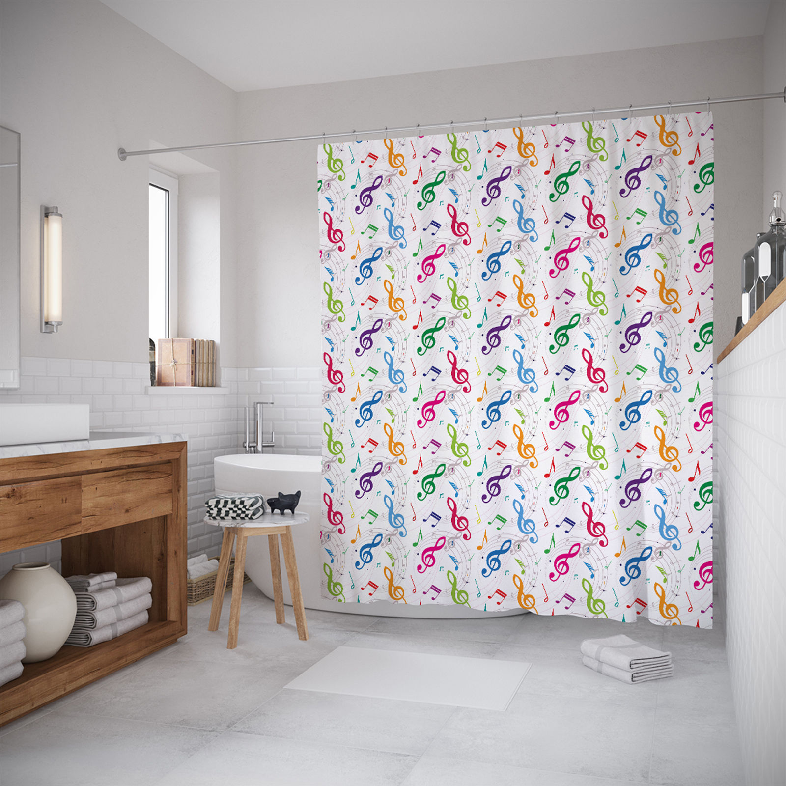 

Штора для ванной JoyArty «Музыкальный дождь» 180x200, Белый