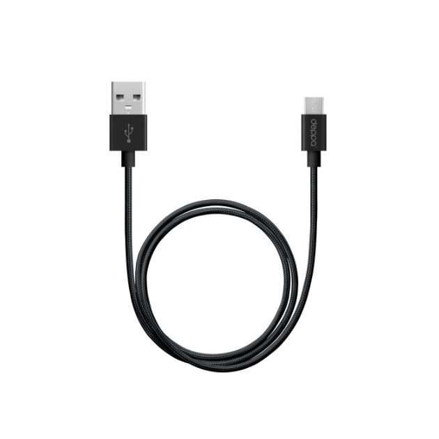 фото Дата-кабель usb - micro usb, алюминий/нейлон, 1,2м, черный, deppa