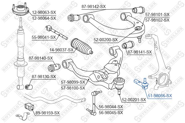 

Наконечник поперечной рулевой тяги STELLOX 51-98066-SX