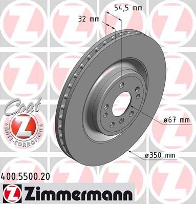 фото Тормозной диск zimmermann 400.5500.20