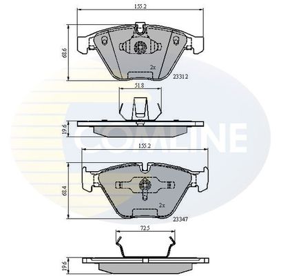 

Комплект тормозных колодок, дисковый тормоз COMLINE CBP02033