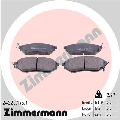 фото Комплект тормозных колодок, дисковый тормоз zimmermann 24222.175.1