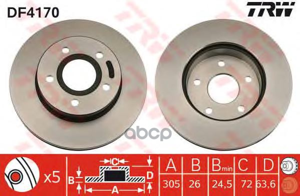 фото Тормозной диск trw/lucas df4170