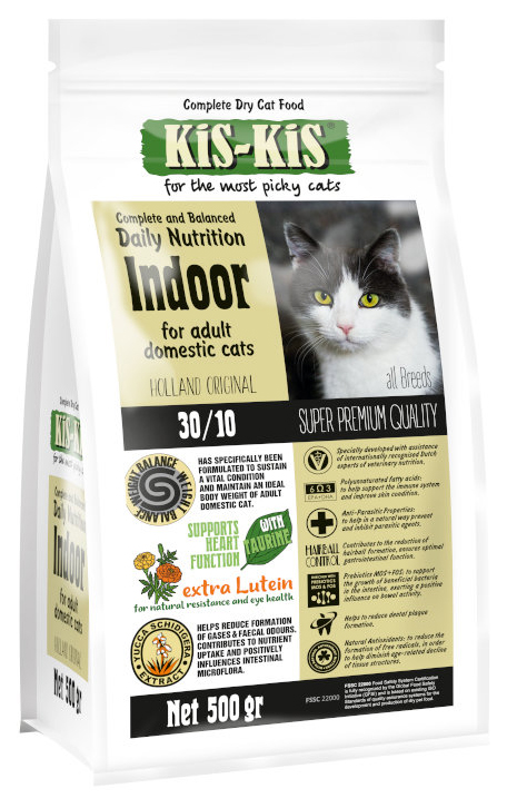 

Сухой корм для кошек KiS-KiS Indoor, для стерилизованных, домашняя птица, 0,5кг, Indoor Sterilised