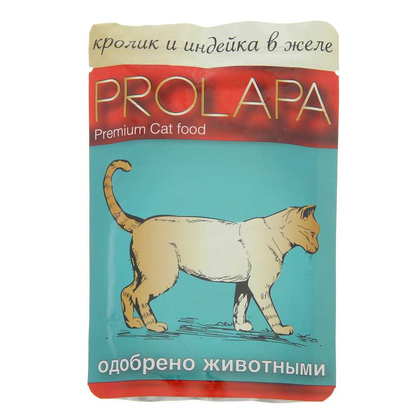 Влажный корм для кошек Prolapa, кролик и индейка в желе, 100г