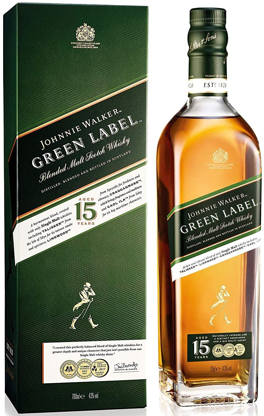 фото Виски johnnie walker green label 15 years old with box 0.7 л