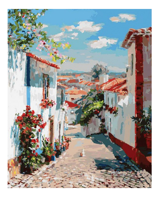 фото Раскраска по номерам белоснежка улочка в португальском поселке