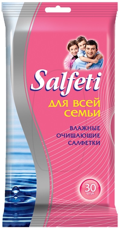 Влажные салфетки Salfeti Family 30 шт влажные салфетки salfeti артикул 128653 72шт х 5 упак