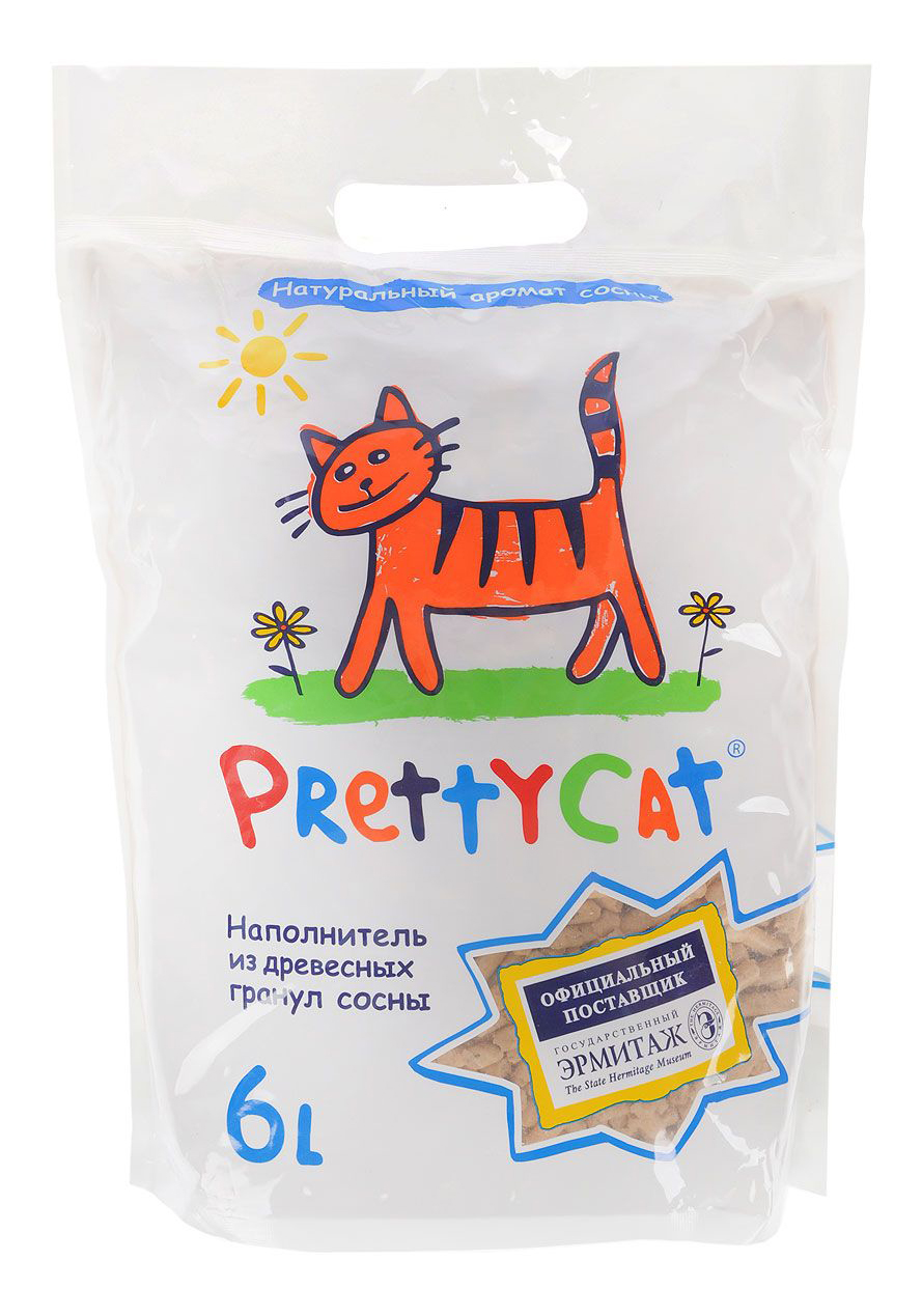 фото Наполнитель prettycat wood granules впитывающий, древесный, 6 л