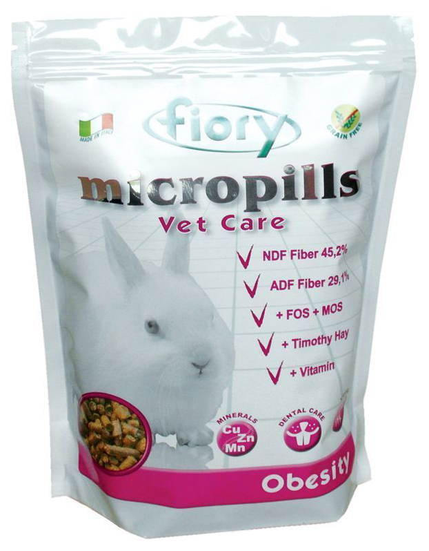 Сухой корм для карликовых кроликов FIORY Micropills Vet Care Obesity, 850 г