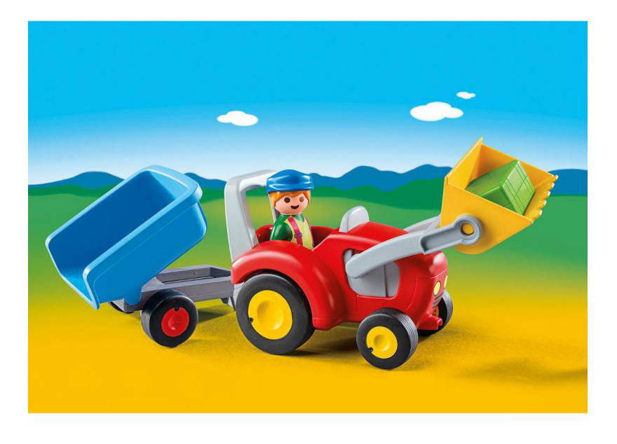 фото Игровой набор playmobil 1.2.3.: трактор с прицепом