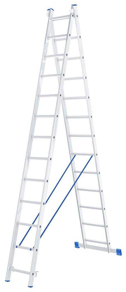 фото Лестница, 2 х 13 ступеней, алюминиевая, двухсекционная // сибртех // pоссия