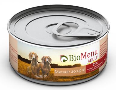 Консервы для собак BioMenu Adult, мясное ассорти, 100 г