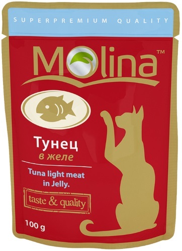 фото Влажный корм для кошек molina, с тунцом в желе, 24шт по 100г