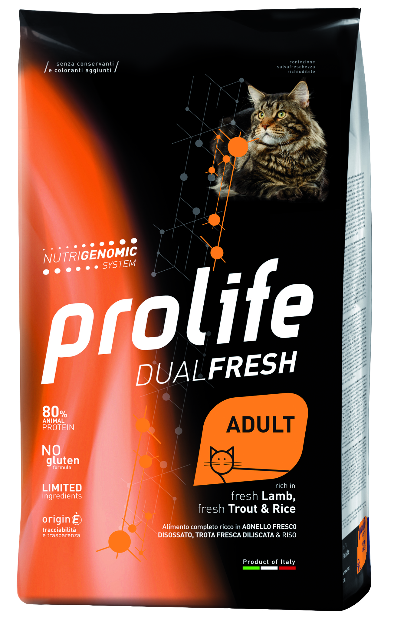 Сухой корм для кошек Prolife Dual Fresh Adult, ягненок, форель и рис, 0,4кг