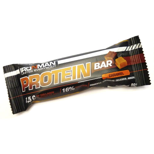 Протеиновый батончик Ironman Protein Bar с коллагеном, карамель, 50 г