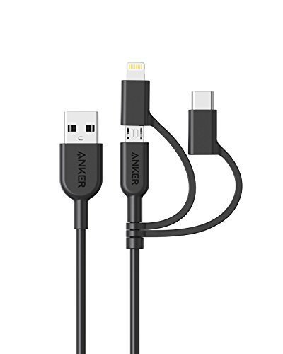 Кабель Anker powerline II USB-A to 3 in 1 charging cable Black