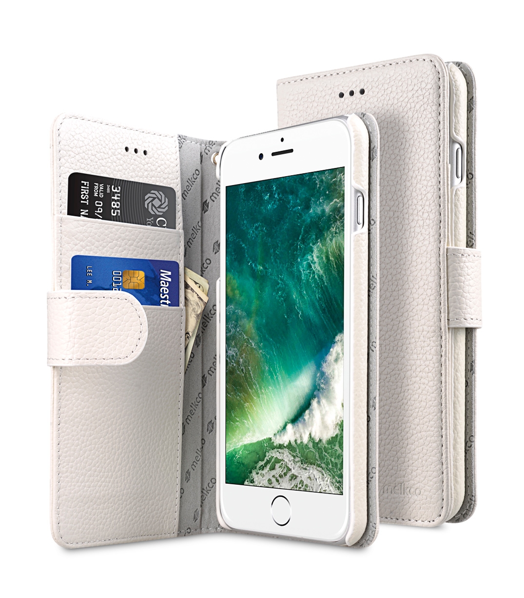 фото Чехол melkco для apple iphone 7 plus/8 plus - wallet book type white