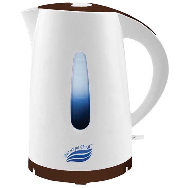 Чайник электрический Великие Реки Томь-1 1.7 л белый, коричневый фен starwind sht4417 1 600 вт коричневый белый