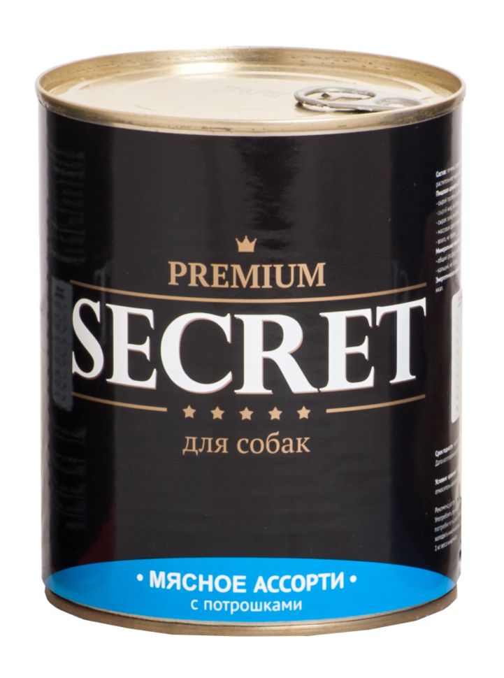 Консервы для собак Secret Premium мясное ассорти, c потрошками, 850 г