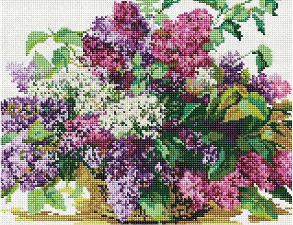 

Алмазная вышивка Painting Diamond Сирень в корзине, 40x50 см, Сирень в корзине
