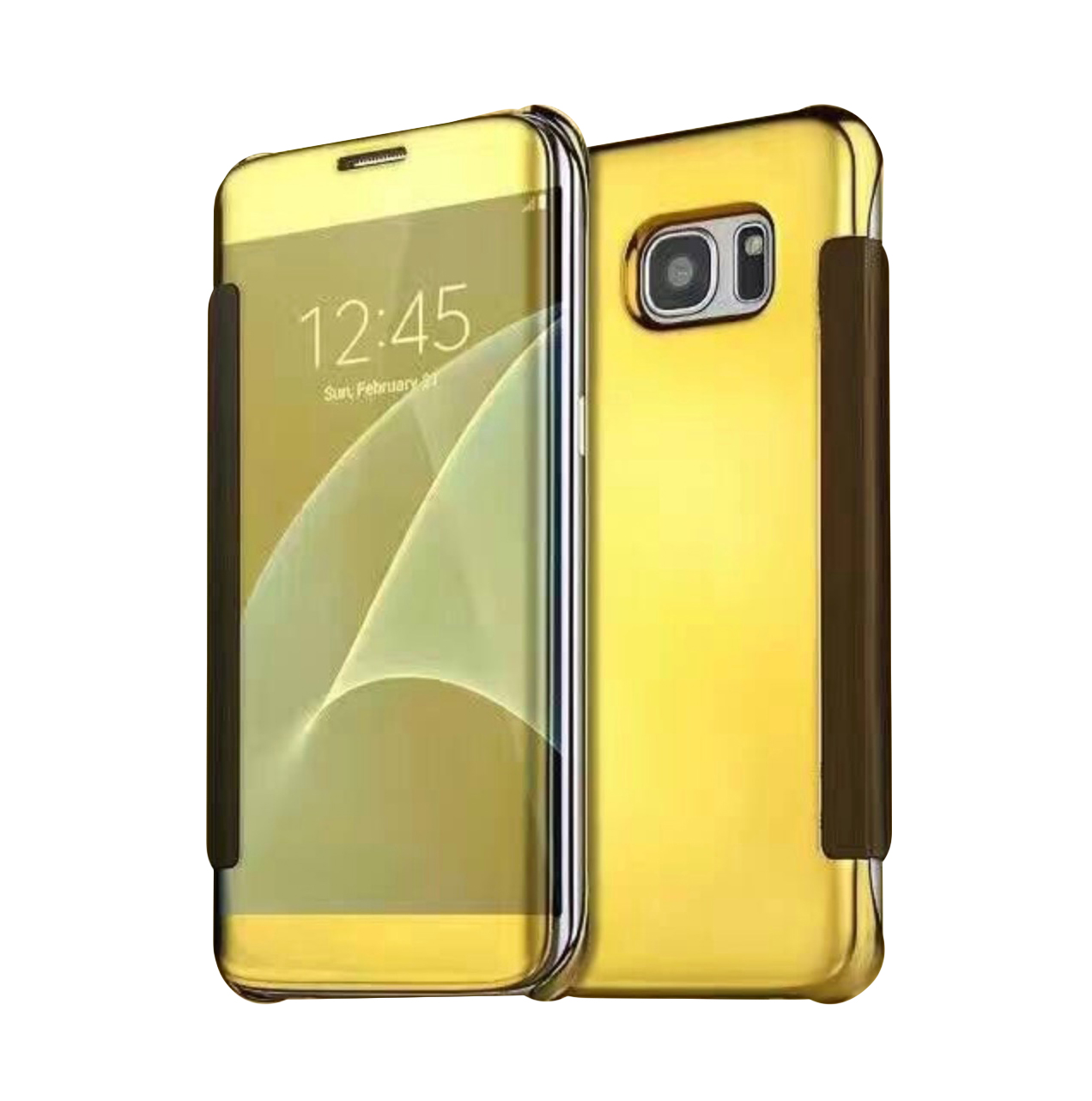 фото Чехол mypads для samsung galaxy s7 g930 /g9300 5.1 clear view cover gold