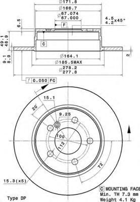 фото Тормозной диск brembo 08a73711