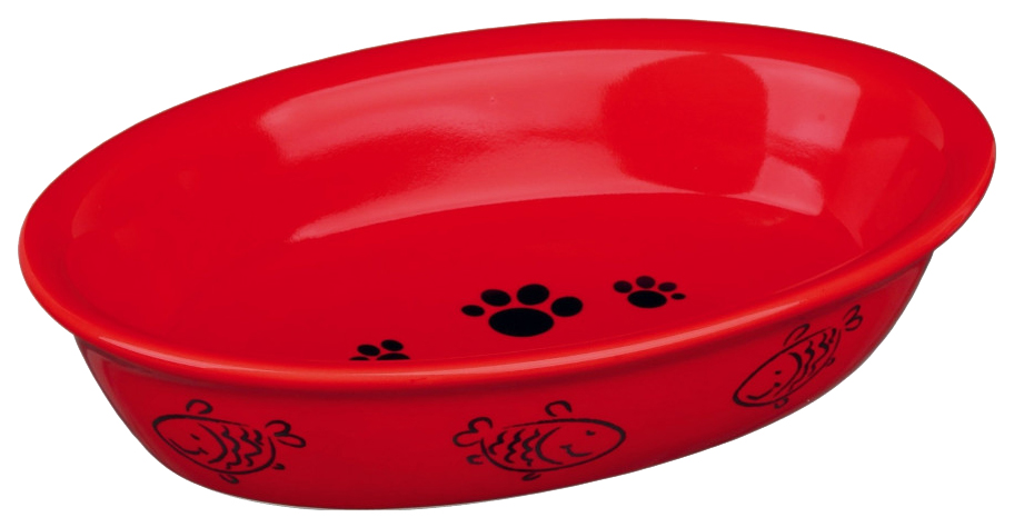 фото Одинарная миска для кошек и собак trixie овальная, керамика, в ассортименте, 0.2 л