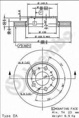 фото Тормозной диск brembo 09863311