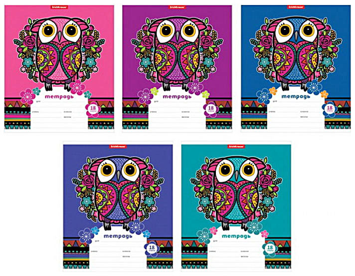 

Тетрадь ученическая 18л Клетка Folk Owl