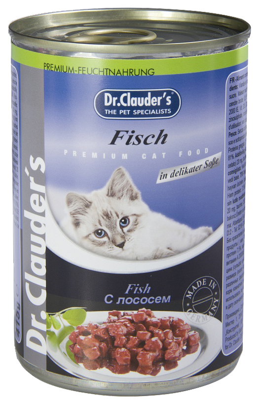 

Консервы для кошек Dr.Clauder's, с лососем в соусе, 20шт по 415г, с лососем в соусе, 415 г