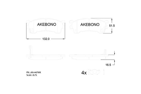 фото Тормозные колодки дисковые akebono an447wk