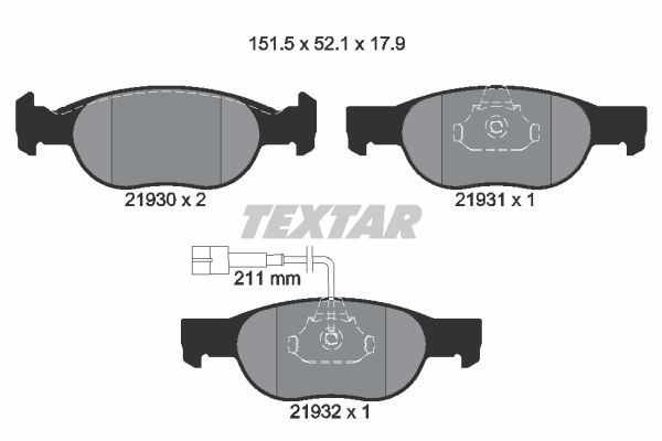 

Комплект тормозных дисковых колодок Textar 2193002