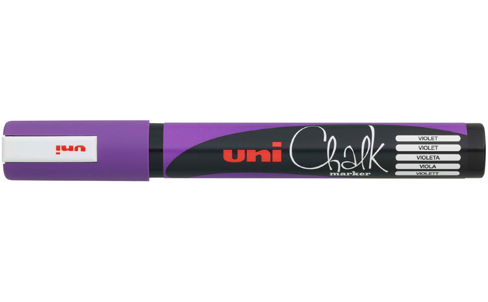 фото Маркер меловой uni chalk 5m 1,8-2,5мм овальный (фиолетовый, 1 шта) фиолетовый uni mitsubishi pencil