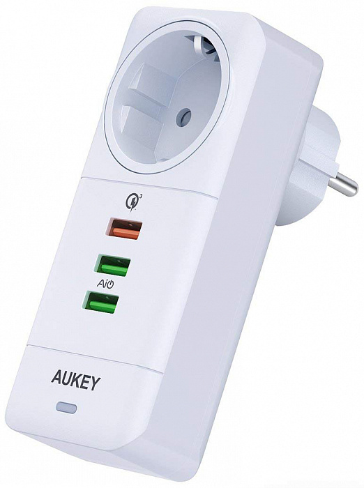фото Сетевое зарядное устройство aukey wall charger, 3xusb, 2,4 a, (pa-w01) white