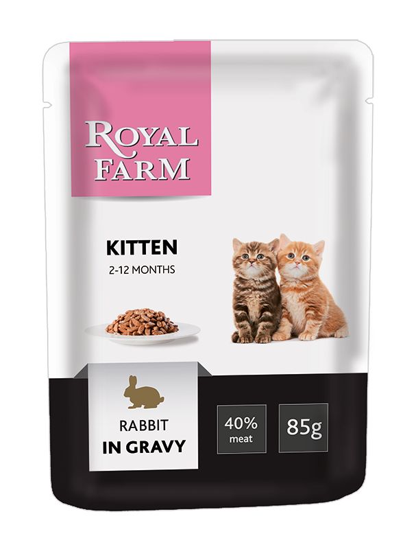фото Влажный корм для котят royal farm kitten, кролик в соусе, 85г