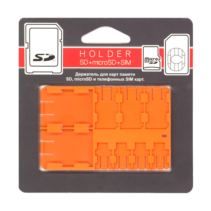 

Держатель для телефонных СИМ-карт и карт microSD и SD-SIM Holder Orange, SD-SIM-Holder Orange