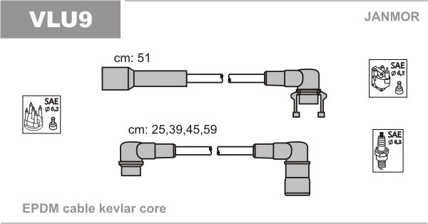 

Комплект проводов зажигания JANMOR VLU9