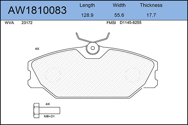 фото Комплект тормозных колодок, дисковый тормоз aywiparts aw1810083