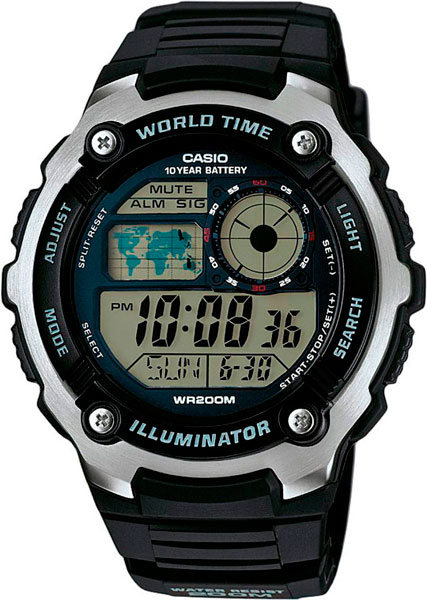 фото Наручные часы электронные мужские casio illuminator collection ae-2100w-1a