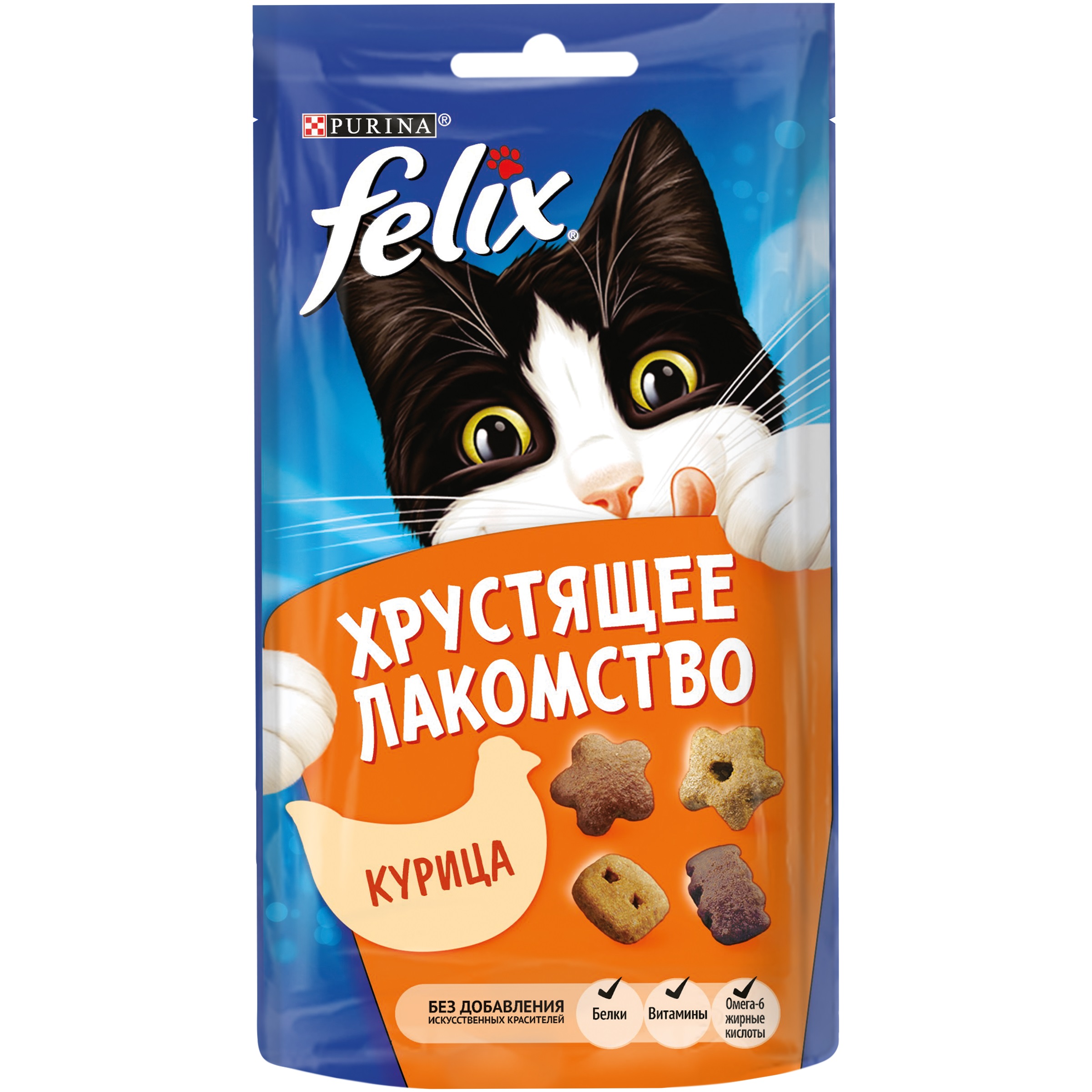 фото Лакомство для кошек felix хрустящее лакомство фигурки, курица, 8 шт по 60 г