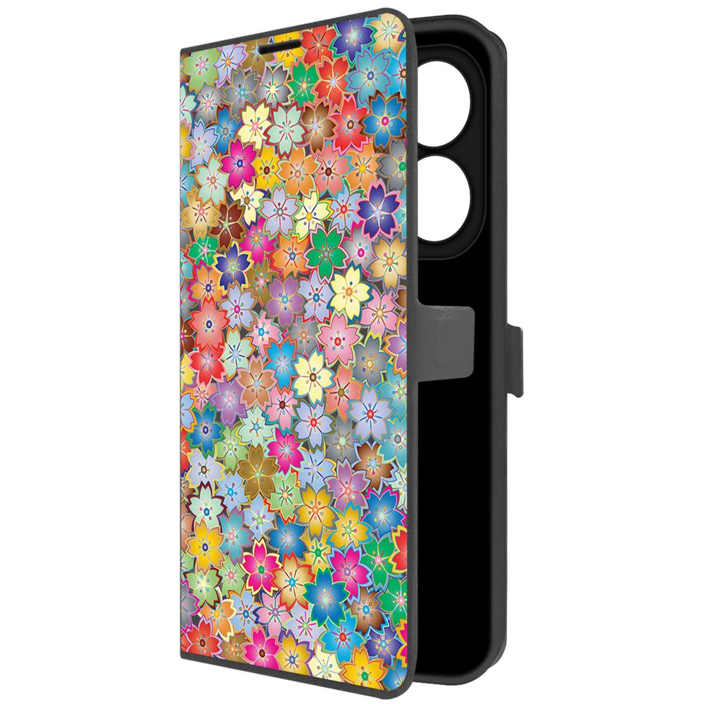 

Чехол-книжка Krutoff Eco Book для INFINIX Smart 8 Pro Цветочный паттерн 4 (черный)