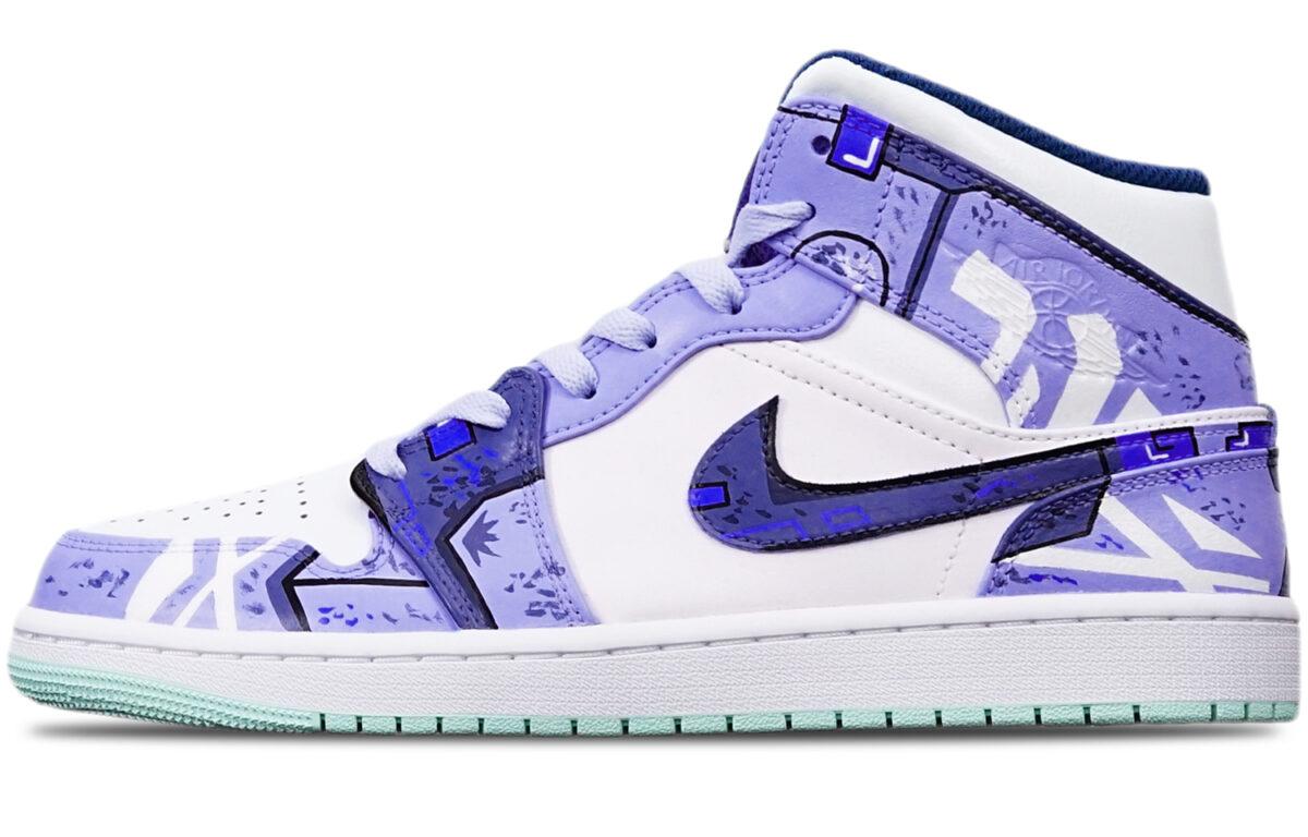 

Кеды унисекс Jordan Air Jordan 1 Mid GS синие 36 EU, Синий, Air Jordan 1 Mid GS