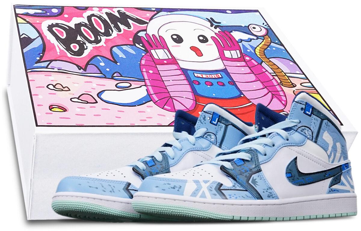 

Кеды унисекс Jordan Air Jordan 1 Mid GS голубые 36.5 EU, Голубой, Air Jordan 1 Mid GS